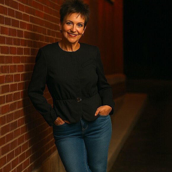 Vintage Leslie Fay Black Knit Peplum Jacket Blazer Measures as a S - Picture 1 of 9